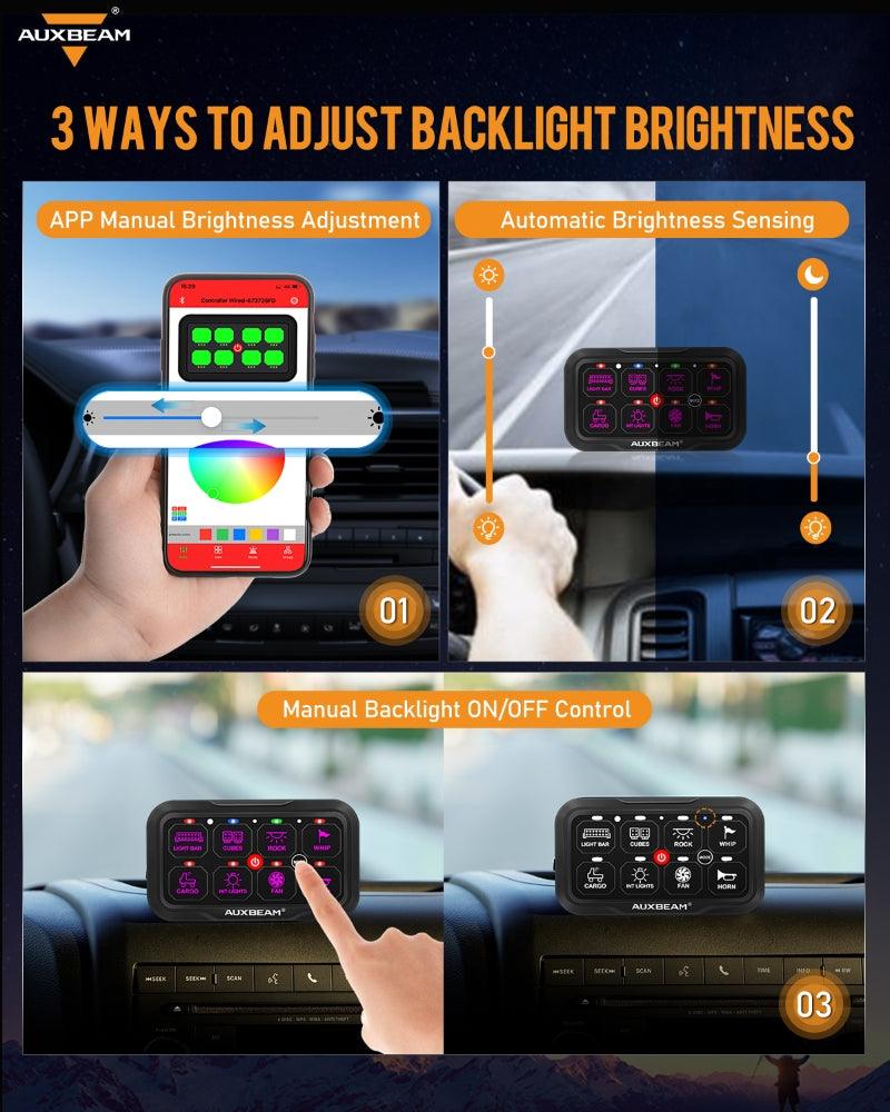 AR-800 RGB Switch Panel with APP, Toggle/ Momentary/ Pulsed Mode Supported(One-Sided Outlet)
