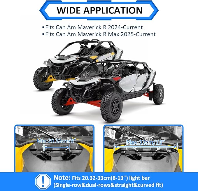 Front Hood Shock Tower LED Light Pod Mount Brackets Compatible with Can Am Maverick R Max 2024