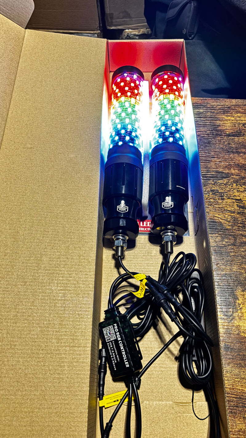 2FT Fat LED Whip Light - Tight Wrapped UTV Whip for RZR, Can-Am, Polaris | Lawless Offroad