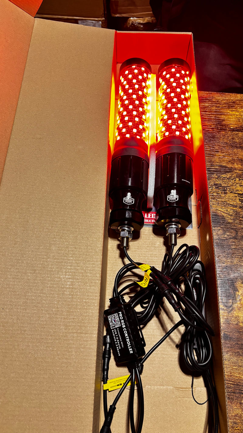2FT Fat LED Whip Light - Tight Wrapped UTV Whip for RZR, Can-Am, Polaris | Lawless Offroad