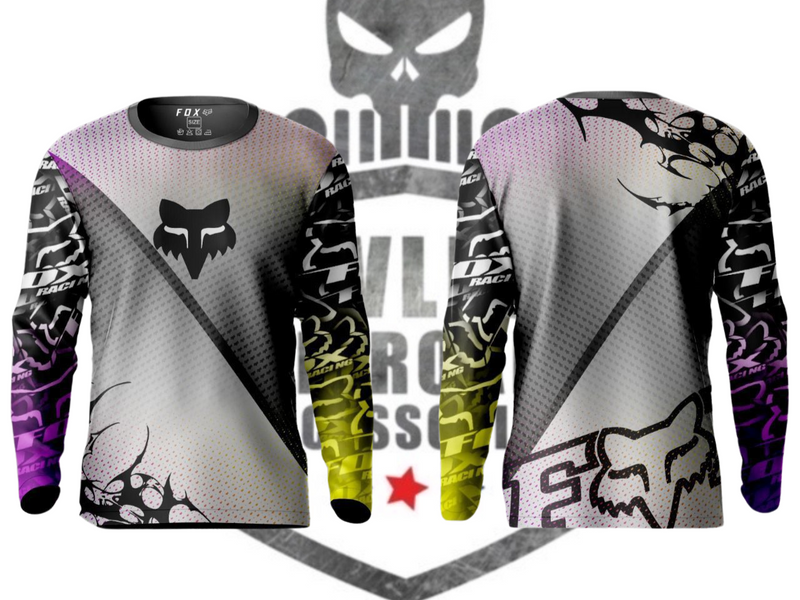Fox Purple, Black & Gray Off‑Road Jersey – Lightweight ATV/UTV Riding Shirt