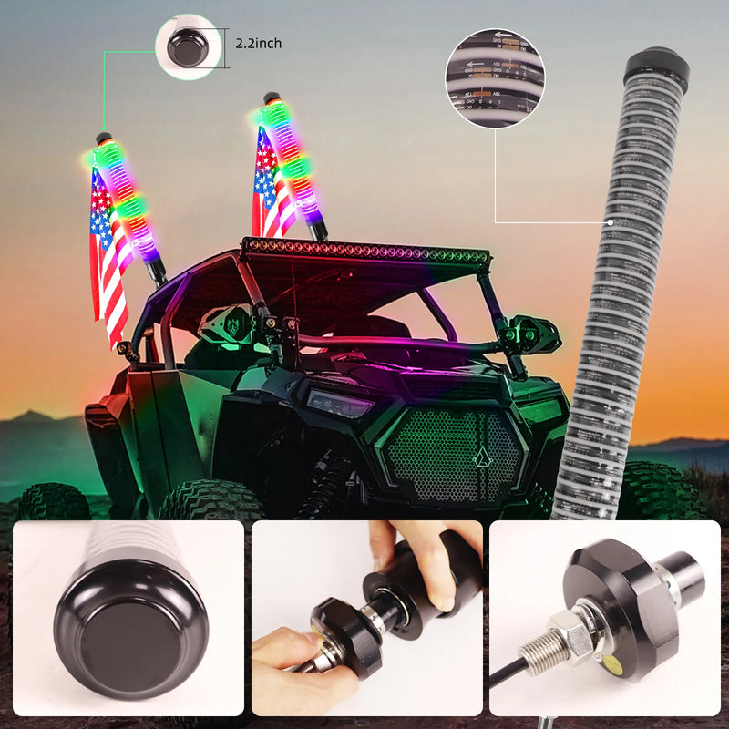 2PCS 3FT 2.2 COB Fat LED Whip Lights – Bigger, Brighter, Better!