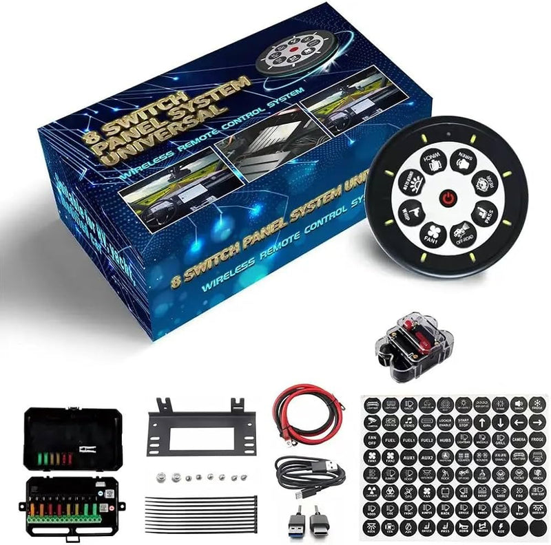 8 Gang Switch Panel, Wireless Control Panel, Automotive Rechargeable Remote