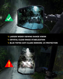 Xprite UTV Side View Mirrors Aluminum w/LED Spot Lights Clear Lens Compatible with 1.75" - 2" Roll Cage Bar for Pioneer Polaris RZR SXS Can Am X3... - Lawlessoffroadaccessories